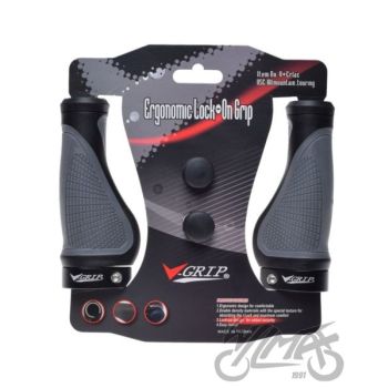 Käepidemed jalgrattale, must/hall - ergonoomilise kujuga, 133 mm