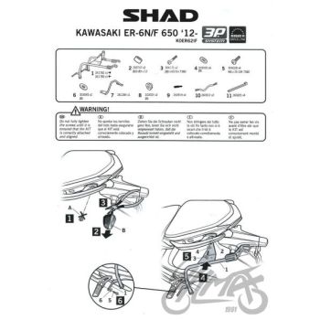 Kohvri adapter, külgmine - Shad, KAWASAKI er6 n/6f