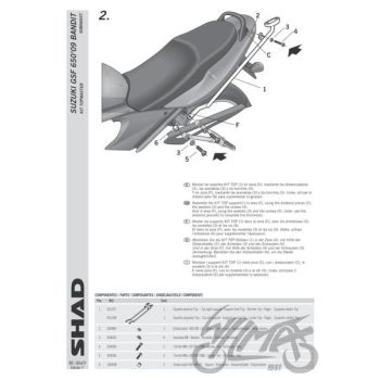 Kohvri adapter, ülemine - Shad, Suzuki bandit