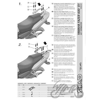 Kohvri adapter, ülemine - Shad, Yamaha Fazer 600