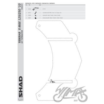 Kohvri adapter, ülemine - Shad, Yamaha x-max 125 250