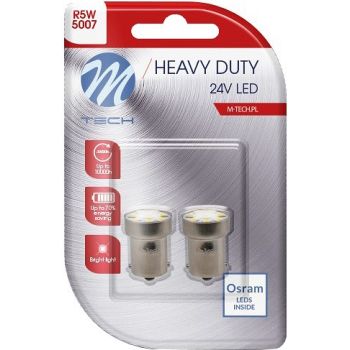 24V BA15S VALGE LED PIRN 1.1W R5W HEAVY DUTY BLISTER 2TK (OSRAM LED) M-TECH