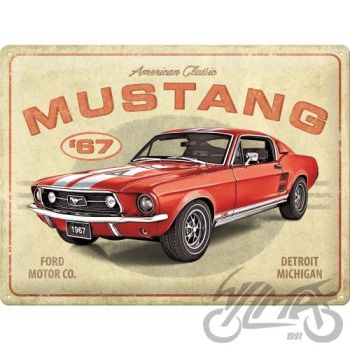 Märk (plekist) 30x40 ford mustang gt, punane