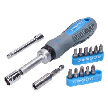 28-osaline rätsliga kruvikeeraja otsikute ja padrunite komplekt