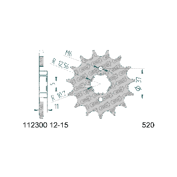 AFAM eesmine hammasratas 15 hammast 520 mudelitele Aeon Cobra 220, E-Ton CXL, EXL, SYM Trackrunner 200