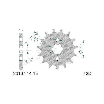 AFAM eesmine hammasratas 14 hammast 428 mudelitele Kymco K-Pipe 125, 150, Honda CRF 100