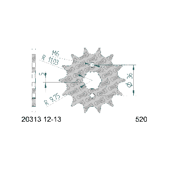 AFAM eesmine hammasratas 13 hammast 520 mudelitele Adly 300 Thunderbike, Honda TRX 300 EX