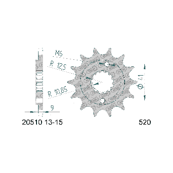 AFAM eesmine hammasratas 15 hammast 520 mudelitele Honda TRX 400 EX, X 05-
