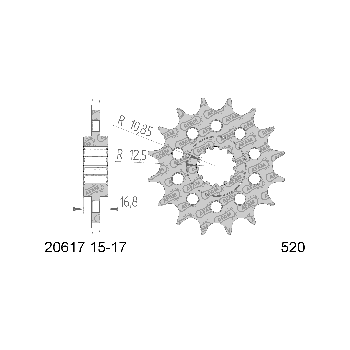 AFAM eesmine hammasratas 17 hammast 520 mudelitele Honda NC750 Integra, S, S ABS, SA, X, XA, XD