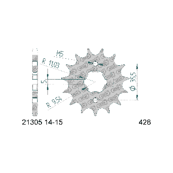 AFAM esihammasratas 14 hammast 428 mudelitele Yamaha TW 125, 200
