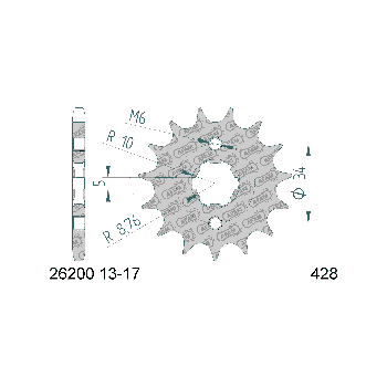 AFAM esihammasratas 15 hammast 428 mudelitele Kymco Hipster, Meteorit, Stryker, Quannon