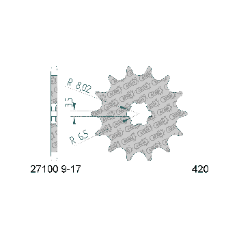 AFAM eesmine hammasratas 12 hammast 420 mudelitele Yamaha DT 50, Suzuki