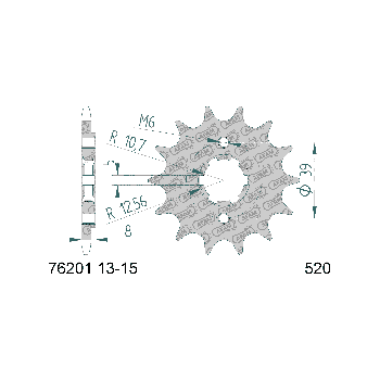 AFAM eesmine hammasratas 13 hammast 520 mudelitele Kymco MXer 150, MXU 150