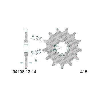 AFAM eesmine hammasratas 13 hammast 415 Aprilia RS50 93-98, Rieju Drac 6-käiguline
