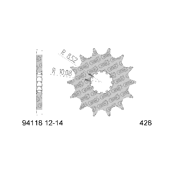 AFAM eesmine hammasratas 14 hammast 428 mudelitele Beta RR 50, HM, HRD, Sherco, Yamaha DT