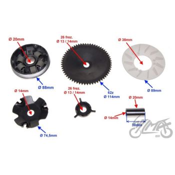 Variaatori komplekt, standard - GY6 139QMB/QMA